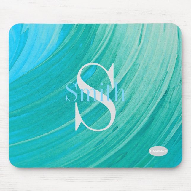 Mousepad HAMbWG - Monograma de espiral Aqua (Frente)