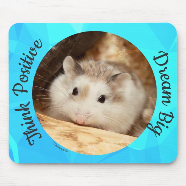 Mousepad HammyVille - Hamster bonito pensa sonhar positivo  (Frente)