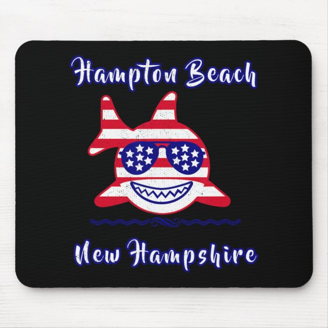 Mousepad Hampton Beach New Hampshire Patriotic Usa Flag Whi (Frente)