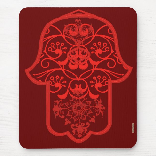 Mousepad Hamsa Floral (Vermelho) (Frente)