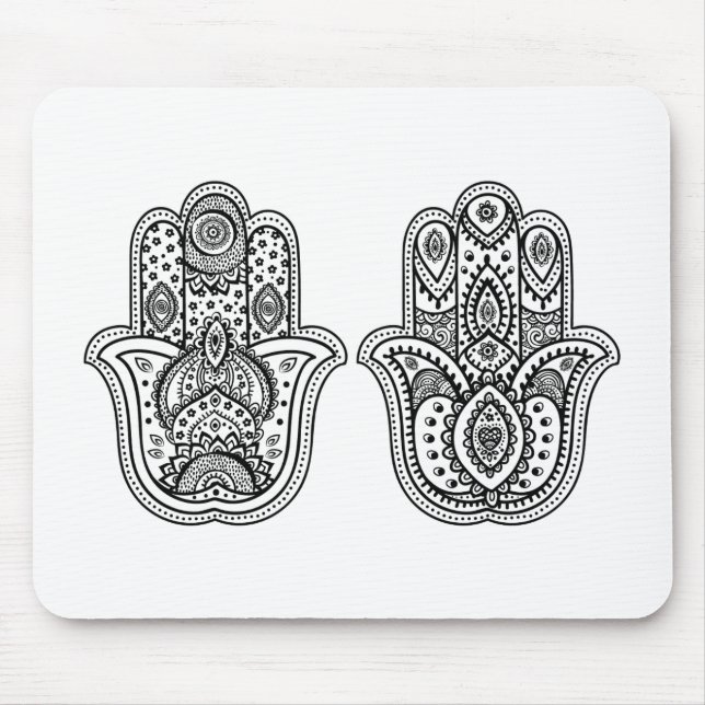 Mousepad Hamsa tirado mão com ornamento (Frente)