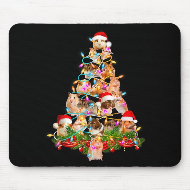 Mousepad Hamster Christmas Tree Led Funny Hamster Snow Chir (Frente)