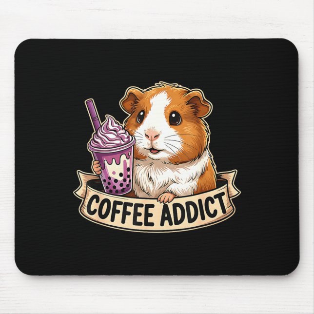 Mousepad Hamster Coffee Addict Cute Rodent Boba Tea Gift  (Frente)