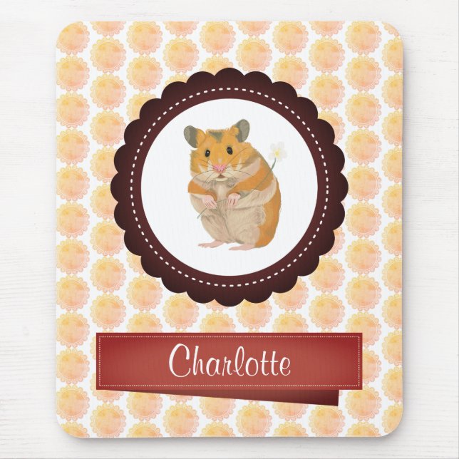 Mousepad Hamster das Meninas Vermelhas e Rosa (Frente)