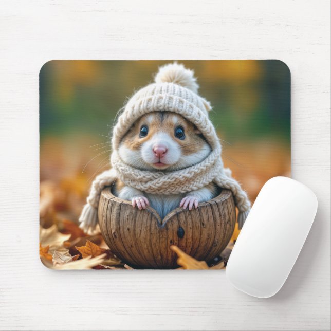 Mousepad Hamster de outono em um Shell de Noz (Com mouse)