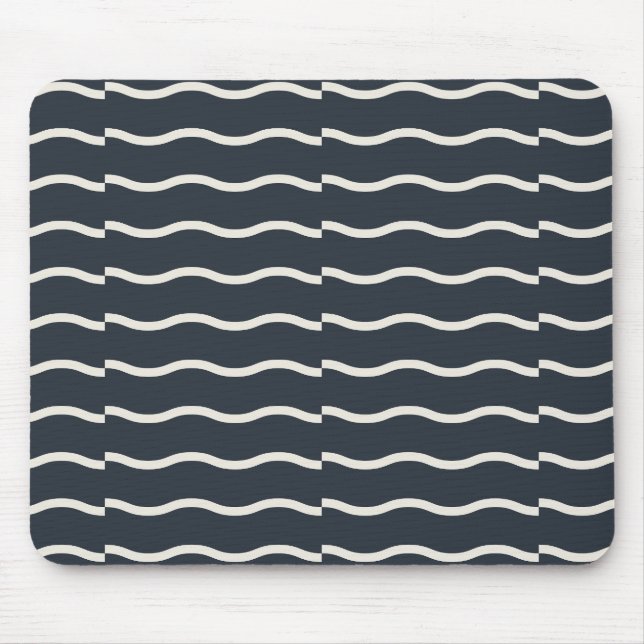 Mousepad Hand-Drawn Wavy Ticking Stripe | Deep Charcoal  (Frente)