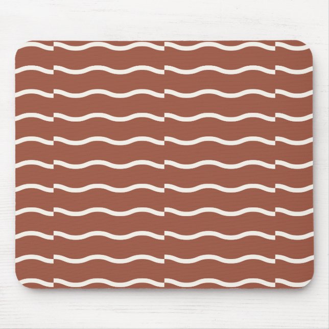 Mousepad Hand-Drawn Wavy Ticking Stripe | Rust Sienna (Frente)