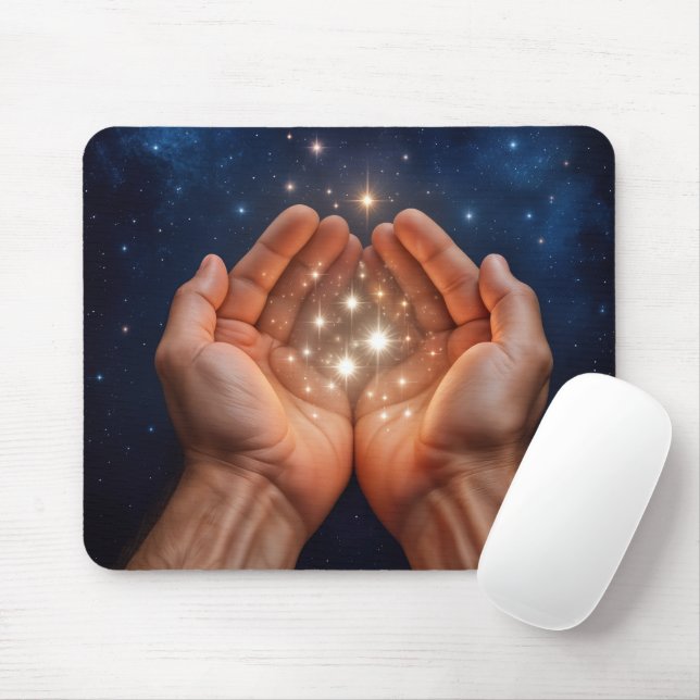 Mousepad Hands Holding Night Stars (Com mouse)