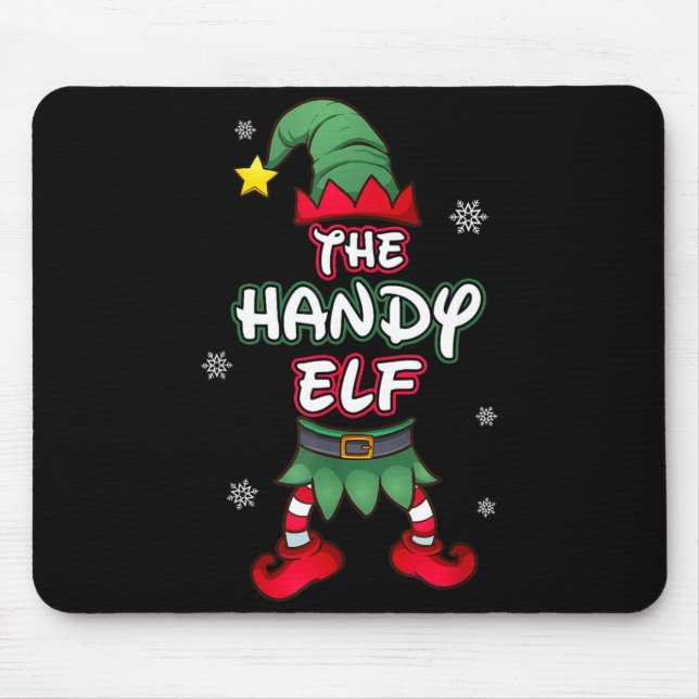 Mousepad Handy Elf Christmas Pajamas Pjs Matching Family Gr (Frente)