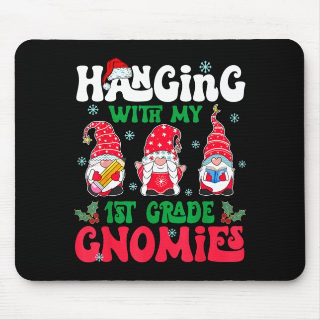 Mousepad Hanging With My 1st Grade Gnome Christmas Funny Te (Frente)