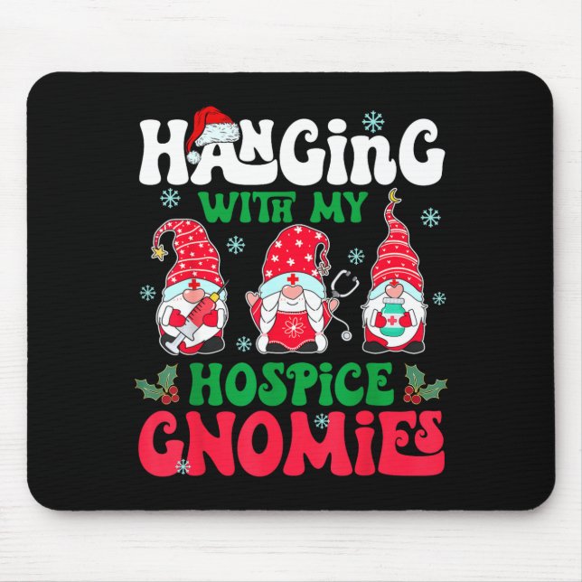 Mousepad Hanging With My Hosce Gnomies Nurse Gnome Funny Ch (Frente)