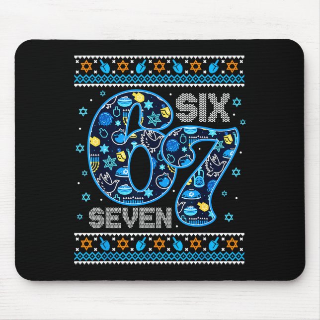 Mousepad Hanukkah 67 Festive Dreidel Ugly Sweater Jew Six S (Frente)