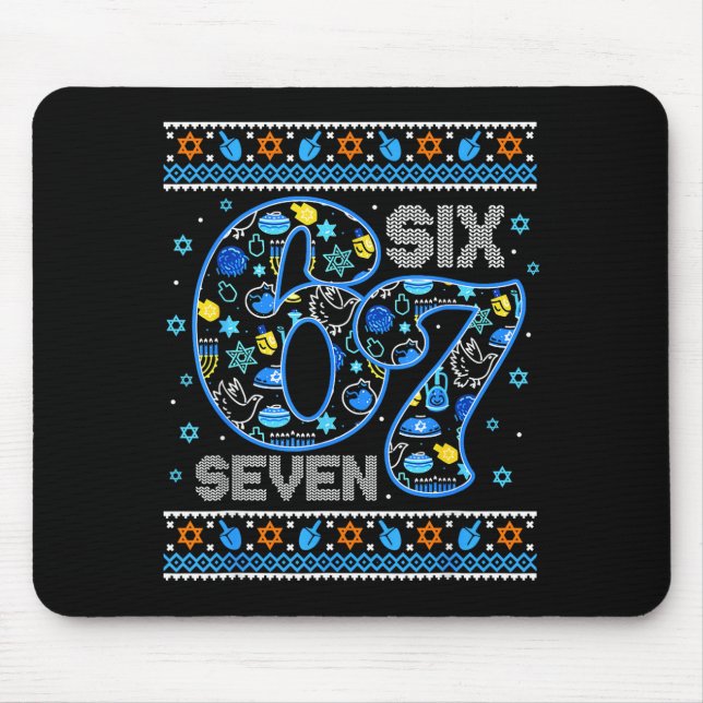Mousepad Hanukkah 67 Six Seven Boy Girl Kids 67 Meme Hanukk (Frente)