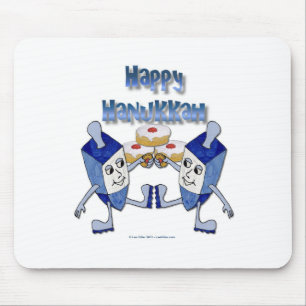 Mousepad Hanukkah Dancing Dreidels e Jelly Doughnut
