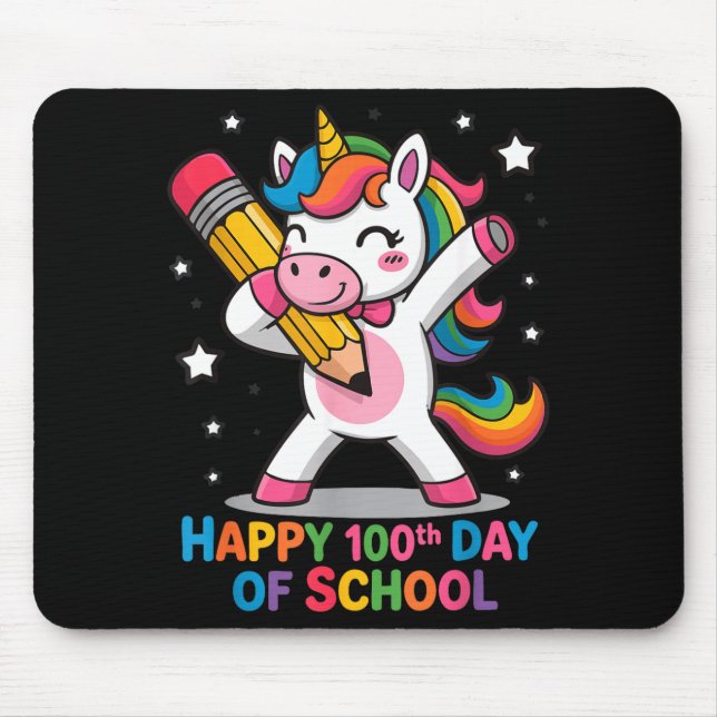 Mousepad Happy 100th Day Of School Cute Rainbow Unicorn Wom (Frente)