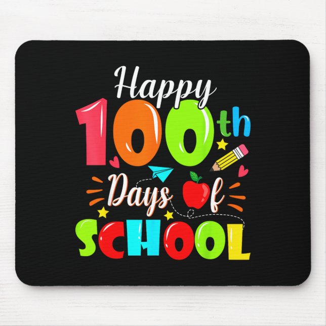 Mousepad Happy 100th Day Of School Funny Teachers Sudents K (Frente)