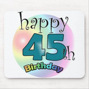 Mousepad Happy 45th birthday (blauw)