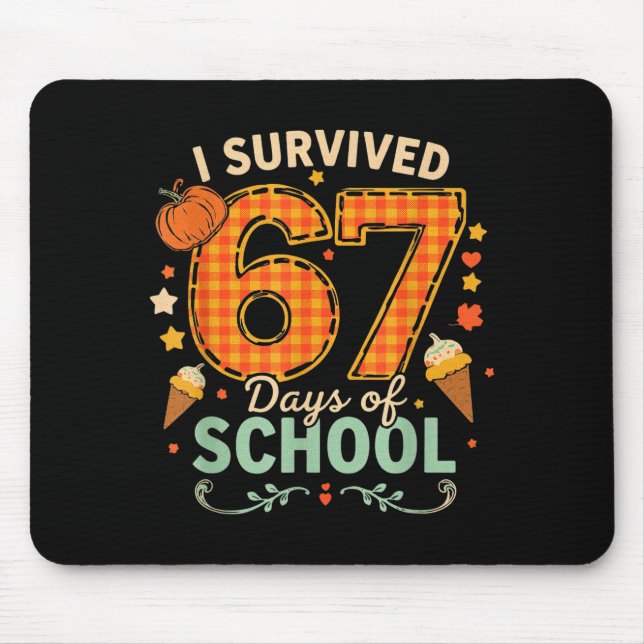 Mousepad Happy 67th Day Of School Funny Teacher Thanksgivin (Frente)