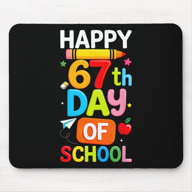 Mousepad Happy 67th Day Of School Teacher Kids Six Seven 6  (Frente)