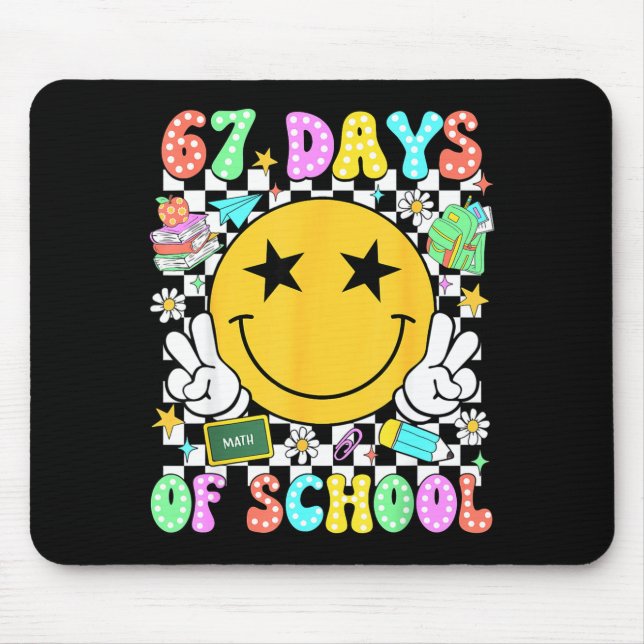 Mousepad Happy 67th Day Of School Vibes Smile Face 67 Days  (Frente)