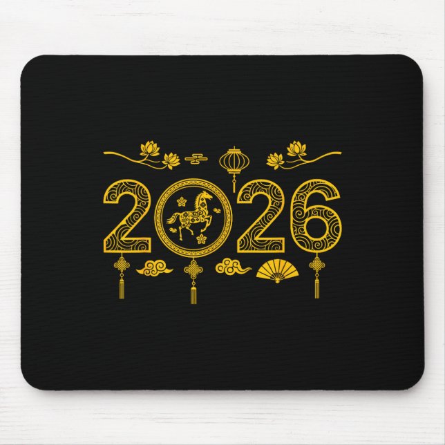 Mousepad Happy Chinese New Year Of The Horse 2026 Lunar Out (Frente)