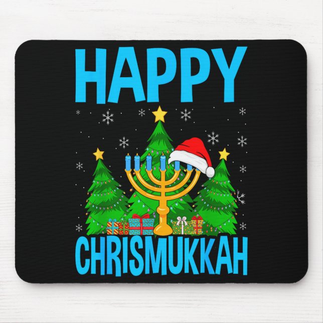 Mousepad Happy Chrismukkah Santa Hat Christmas Hanukkah Sle (Frente)