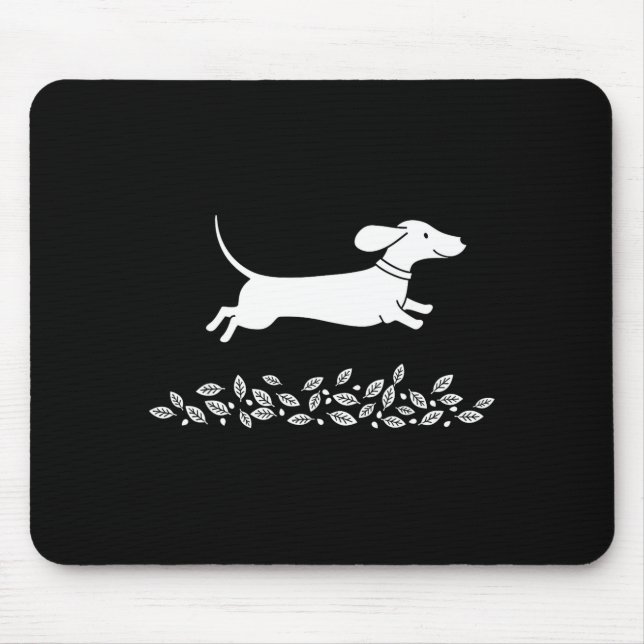 Mousepad Happy Dachshund With Autumn Leaves For Pet Lovers  (Frente)
