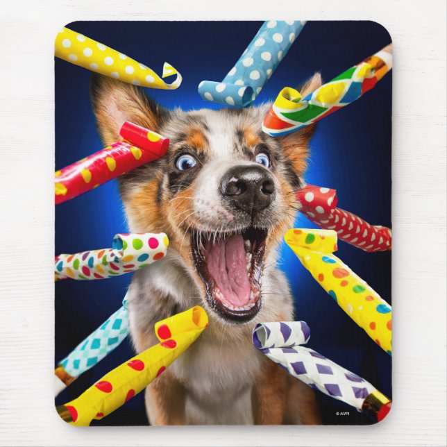 Mousepad Happy Dog Party Blowers (Frente)