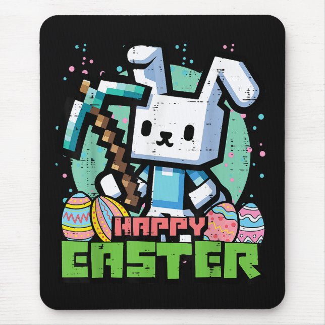 Mousepad Happy Easter Bunny Pixel Game  (Frente)