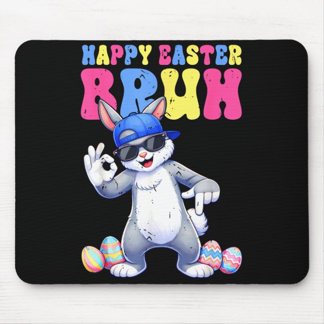 Mousepad Happy easter day bunny 67 six seven bruh rabbit 67 (Frente)