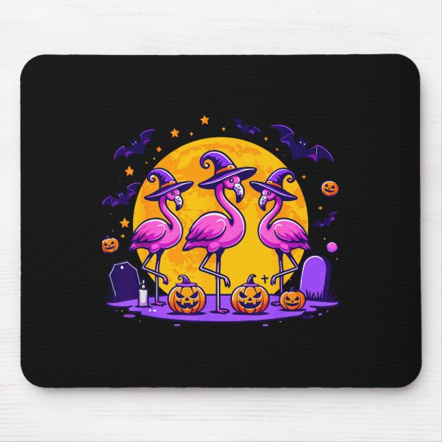 Mousepad Happy Flamingoween Funny Flamingo Halloween Costum (Frente)