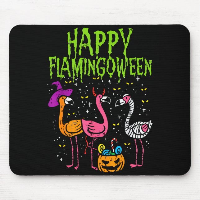 Mousepad Happy Flamingoween Y Flamingos Funny Halloween Cos (Frente)