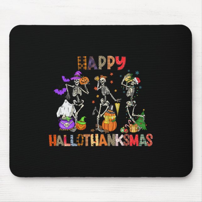 Mousepad Happy Hallothanksmas Skeleton Halloween Thanksgivi (Frente)
