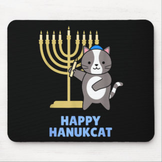 Mousepad Happy Hanukcat Black Cat Meowzel Tov Menorah Funny