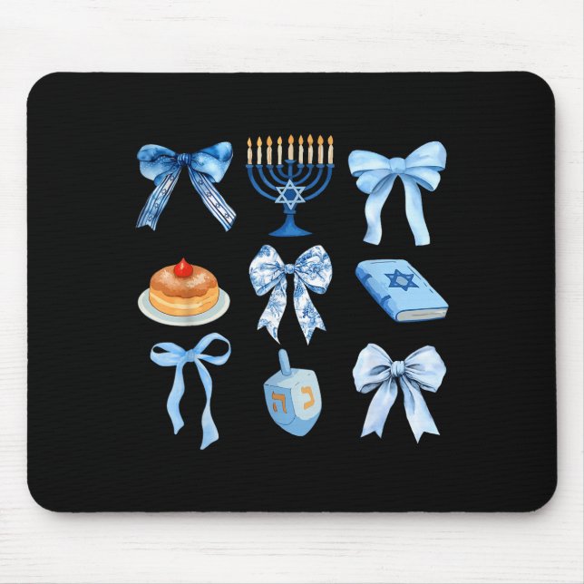 Mousepad Happy Hanukkah Coquette Bow Chanukah Jewish Women  (Frente)