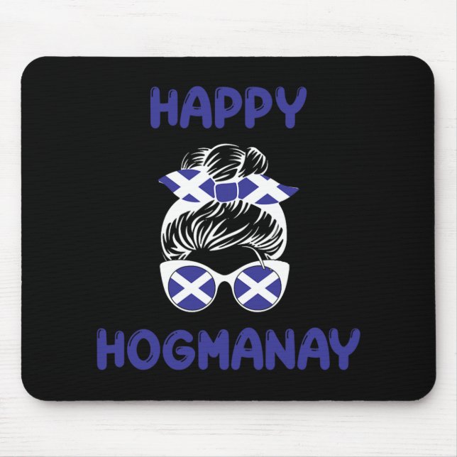 Mousepad Happy Hogmanay Scotland New Years Eve Messy Bun Wo (Frente)