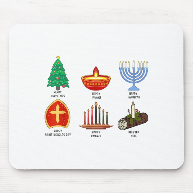 Mousepad Happy Holidays Around The World Multicultural Cele (Frente)