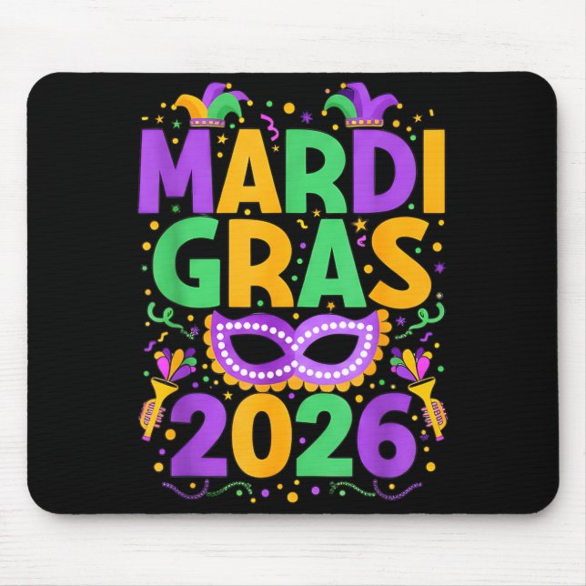 Mousepad Happy Mardi Gras 2026 Costume New Orleans Matching (Frente)