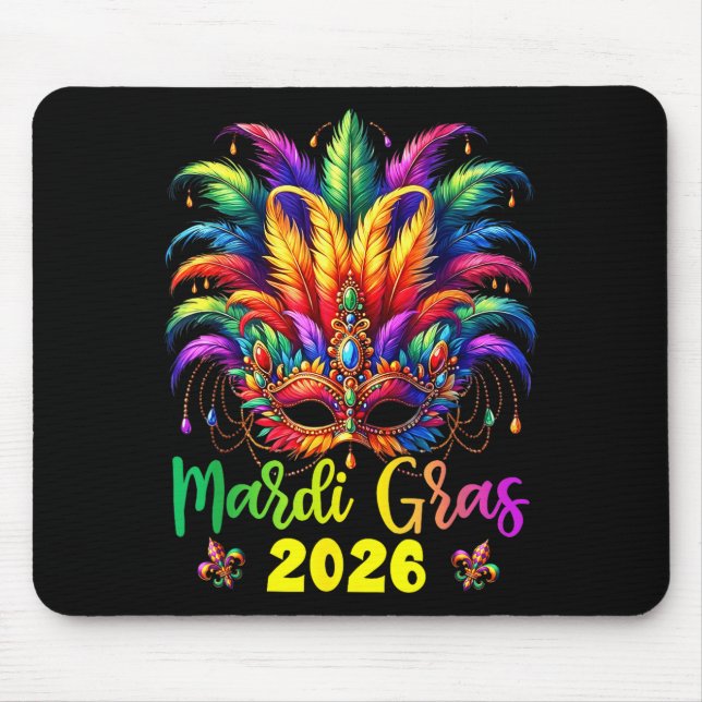 Mousepad Happy Mardi Gras 2026 Jester Hat New Orleans Men W (Frente)