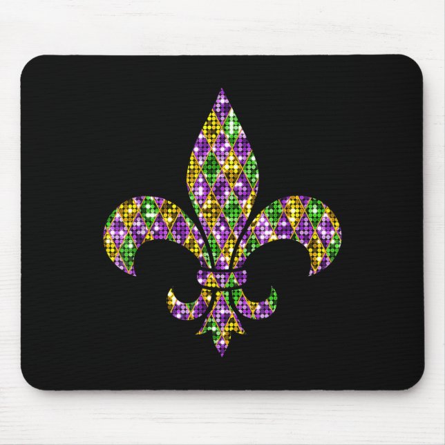 Mousepad Happy Mardi Gras Carnival New Orleans Fleur De Lis (Frente)