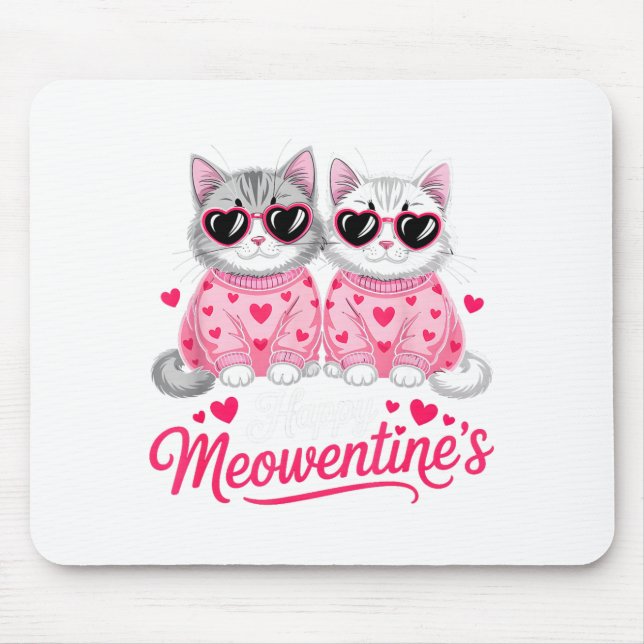 Mousepad Happy Meowentine’s Cute Romantic Cats Couple Valen (Frente)