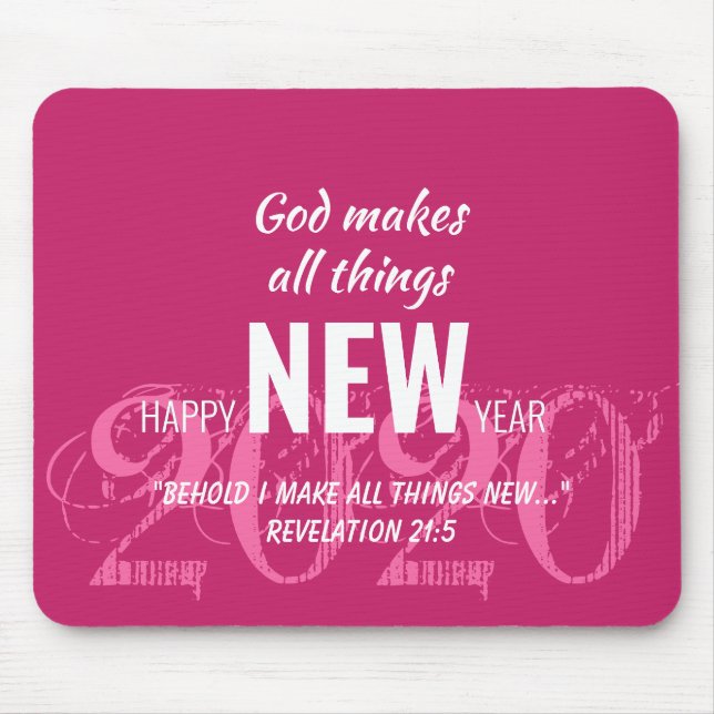 Mousepad HAPPY NEW YEAR 2020 Customized Scripture PINK (Frente)
