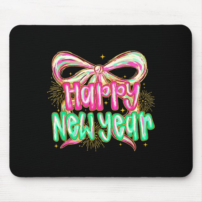 Mousepad Happy New Year 2026 Brushstroke Coquette Firework  (Frente)