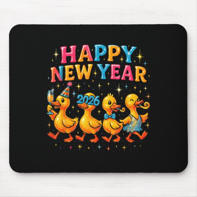 Mousepad Happy New Year 2026 Cute Duck Party Gift  (Frente)