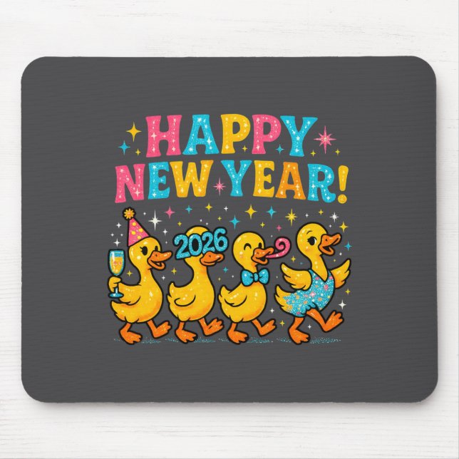Mousepad Happy New Year 2026 Cute Duck Party Gift Long Slee (Frente)