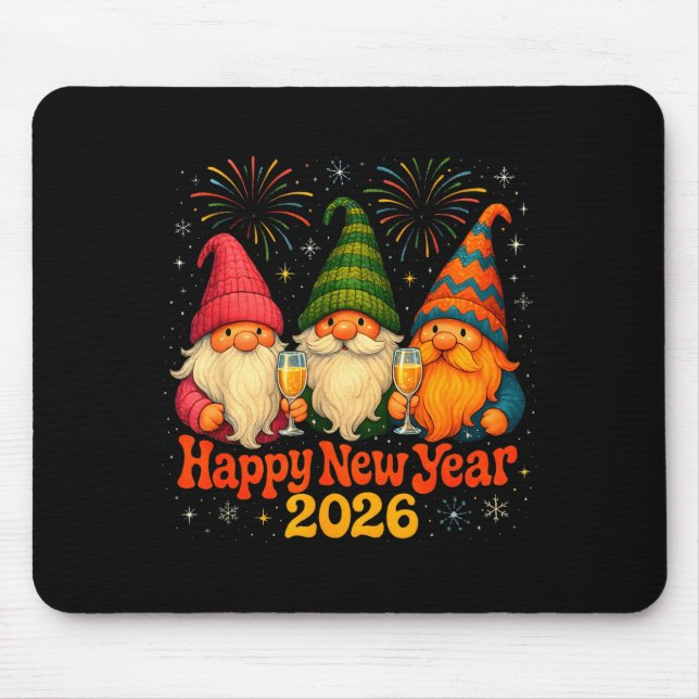 Mousepad Happy New Year 2026 Cute Gnome Party Gift  (Frente)