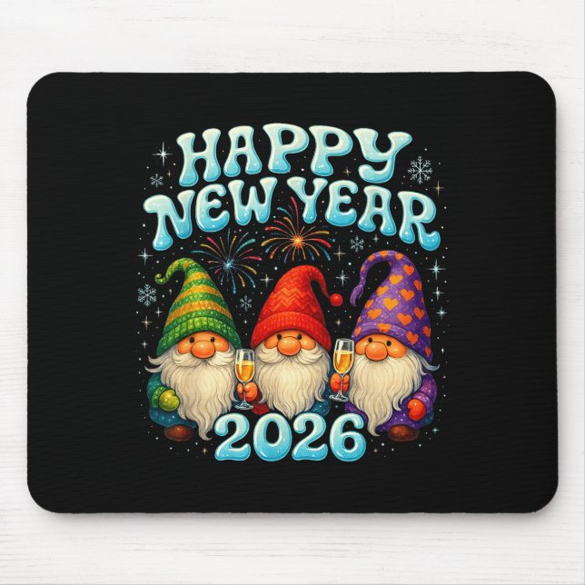 Mousepad Happy New Year 2026 Cute Gnome Party Gift  (Frente)