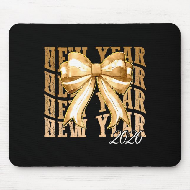 Mousepad Happy New Year 2026 Eve Coquette Party Golden Fami (Frente)
