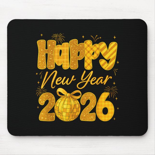 Mousepad Happy New Year 2026 Eve Party Gold Family Matching (Frente)