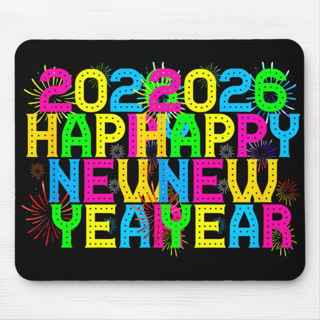 Mousepad Happy New Year 2026 Family Celebration New Years E (Frente)